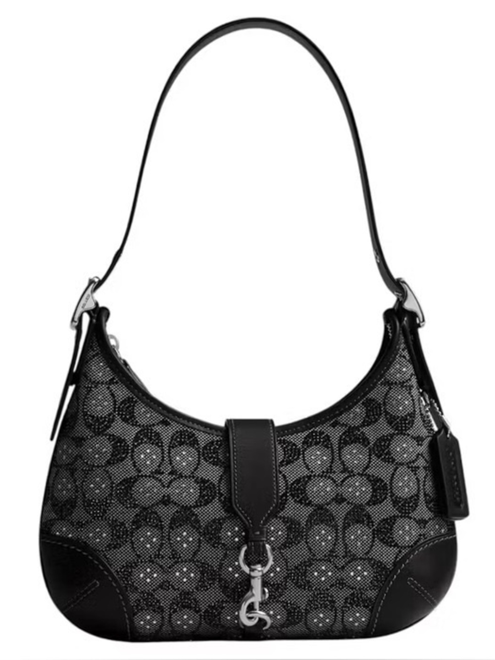Coach Black Crystal Jacquard Signature Hobo Bag
